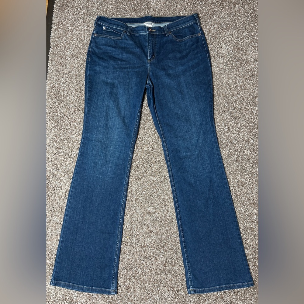 Duluth Trading Co Blue Flare Wide Leg Jeans